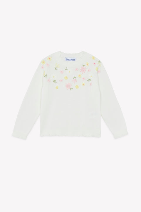 Pullover - Ecru Baumwolle Gestickt - Image principale