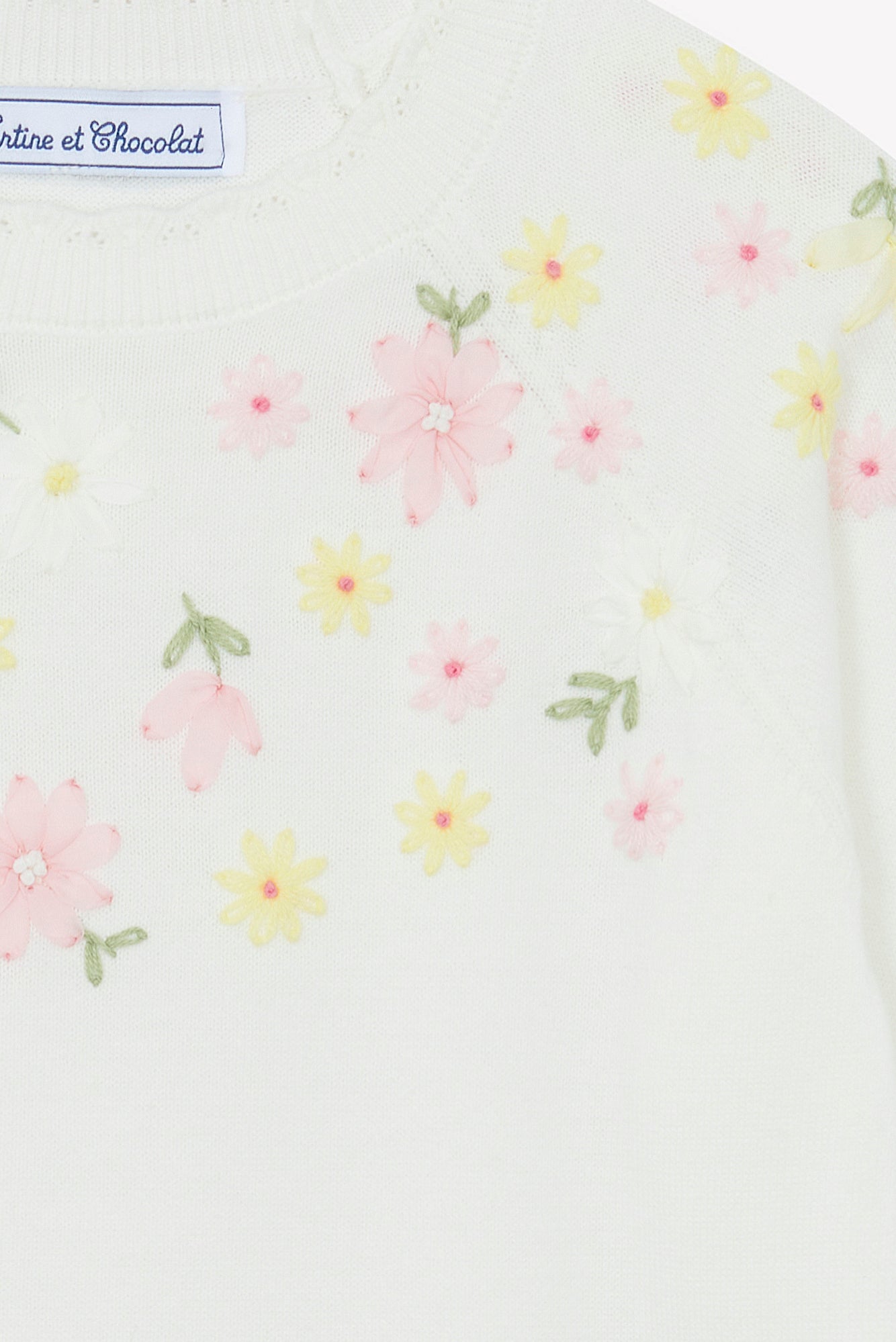 Trui - Ecru Borduurwerk bloem