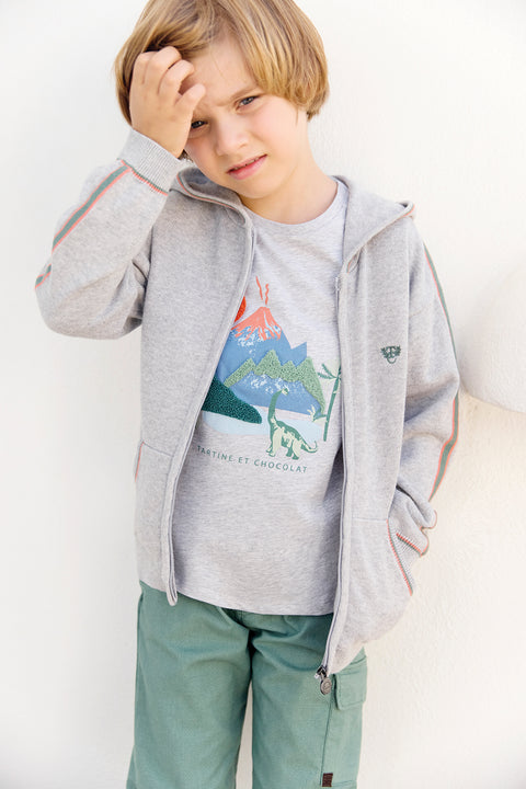Gilet - Gris chiné coton capuche - Image principale
