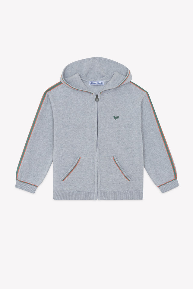 Gilet - Gris chiné coton capuche - Image principale