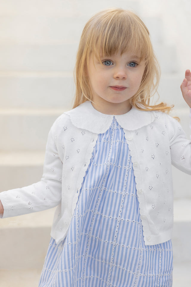 Strickjacke - Weiss durchbrochene Baumwolle - Image principale
