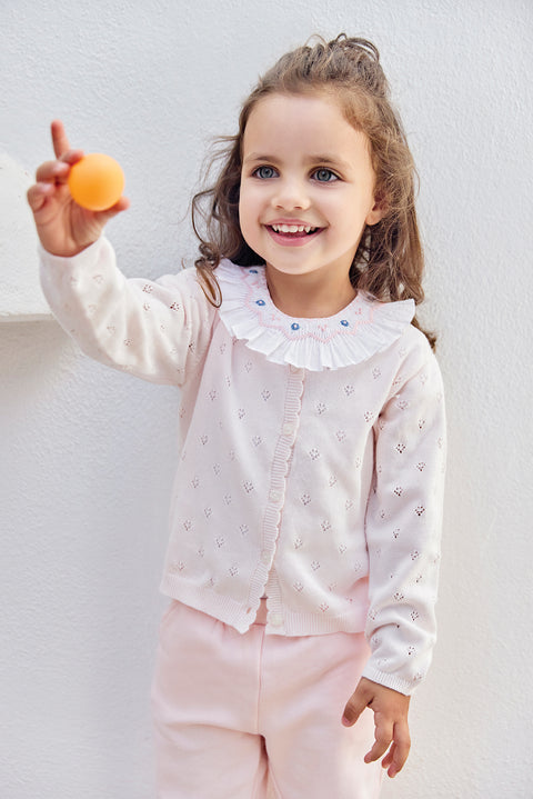 Cardigan - Rosa pallido cotone traforato - Image principale