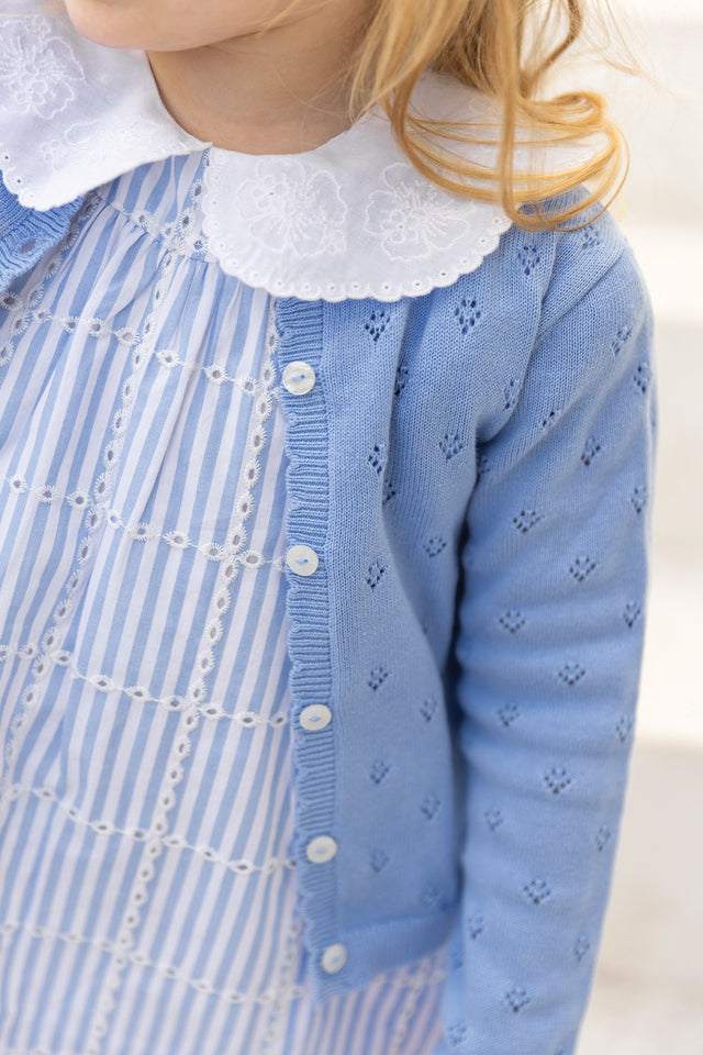 Strickjacke – Azurblaue, durchbrochene Baumwolle - Image principale