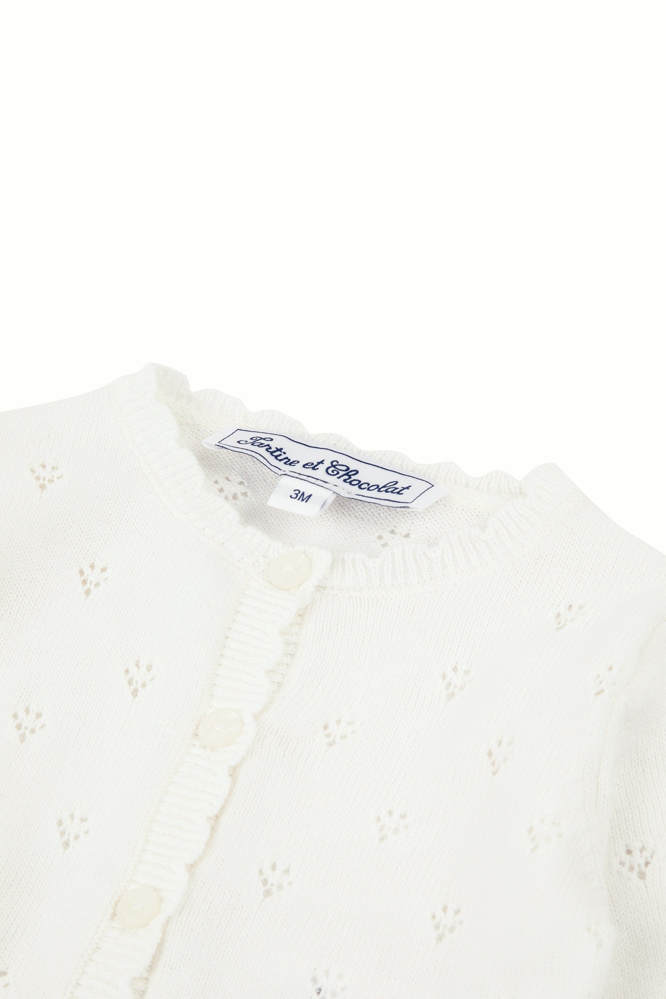 Cardigan - White openwork cotton