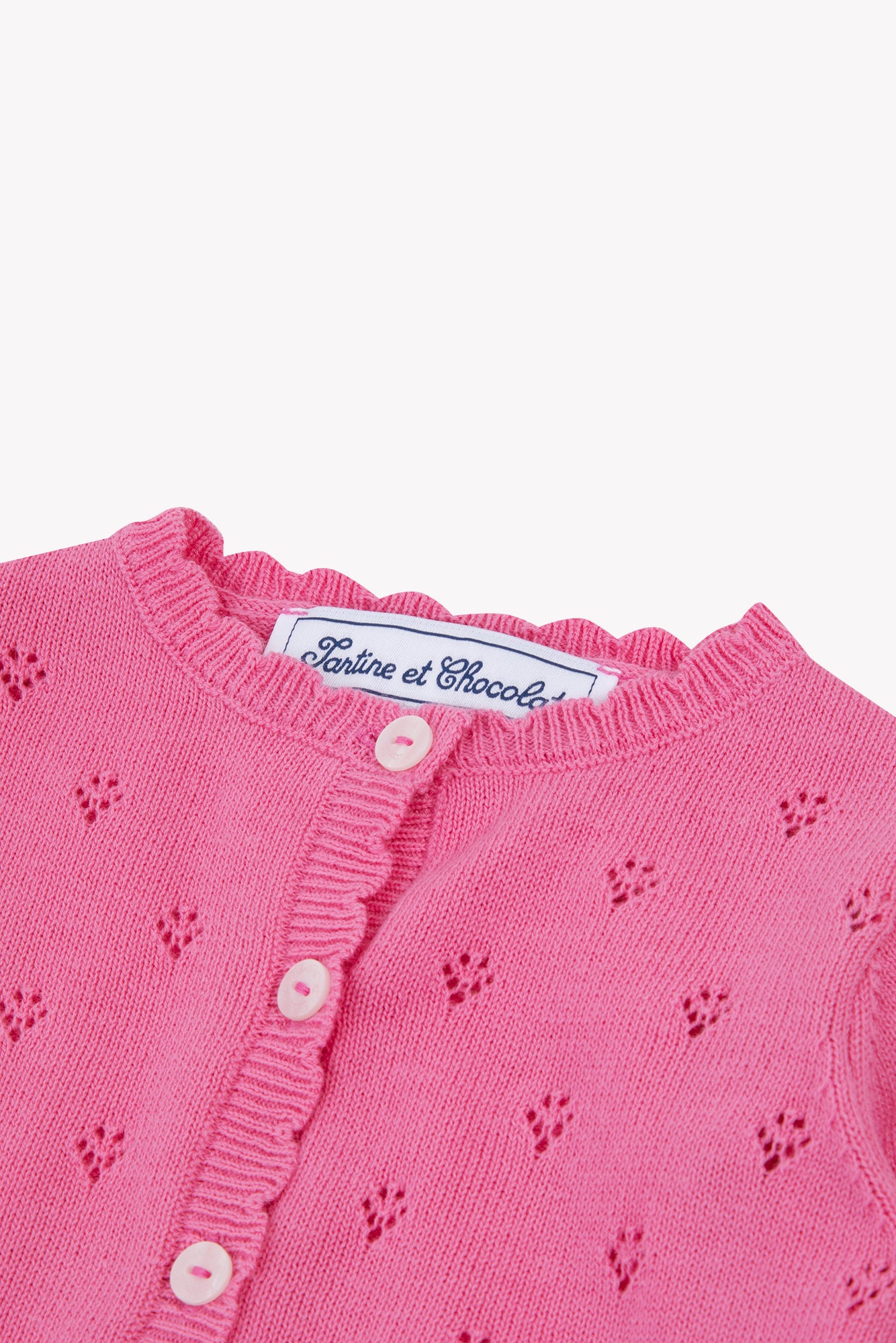 Strickjacke - Rosa durchbrochene Baumwolle