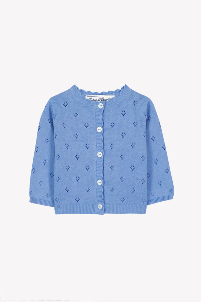Cardigan - Cotone traforato azzurro - Image principale