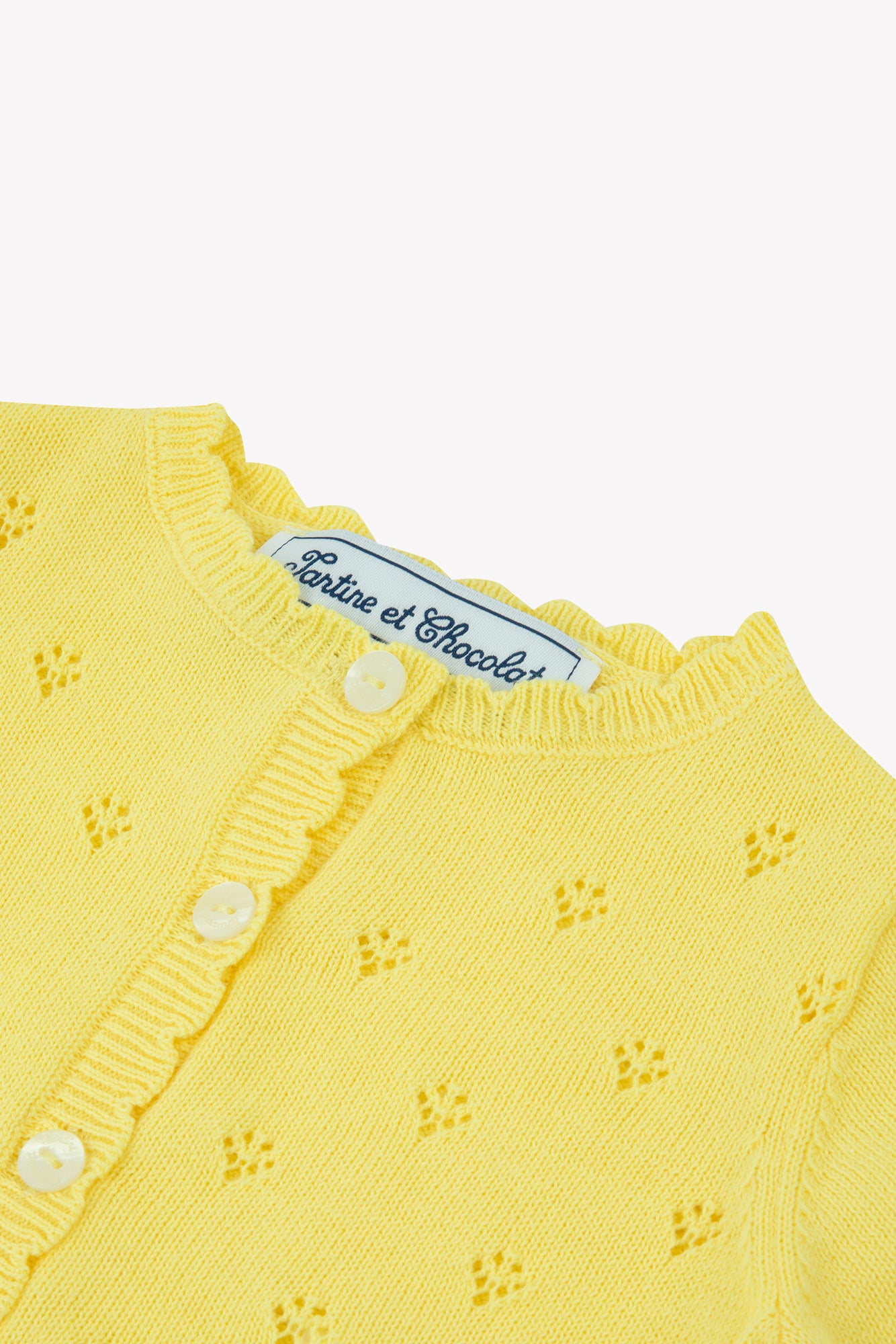 Cardigan - Lemon openwork cotton