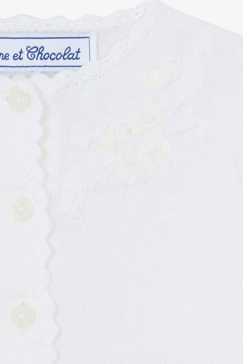 Cárdigan - Blanco algodón Bordado - Image principale