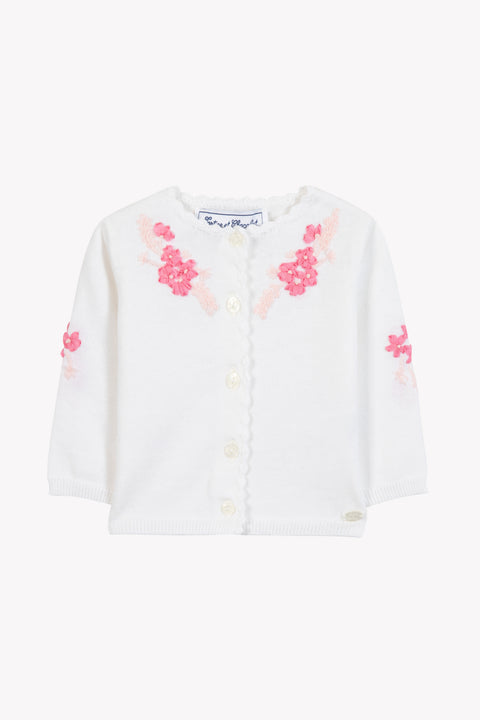 Cárdigan - Rosa algodón Bordado Listón - Image principale