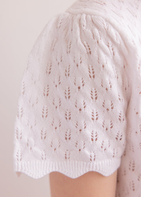 Pull - Blanc coton ajouré - Image principale