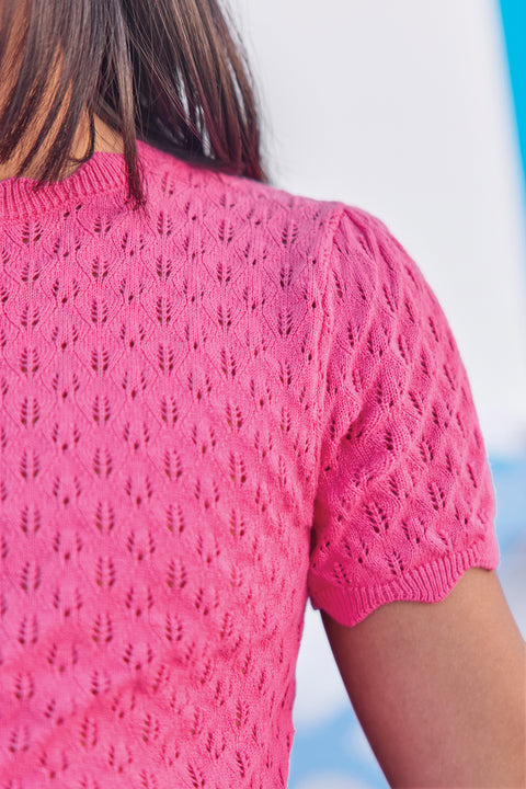 Pull - Rose coton ajouré - Image principale