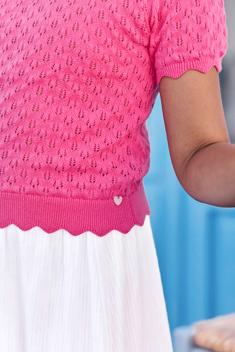 Sweater - Pink openwork cotton - Image principale