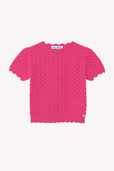 Jersey - Rosa algodón calado - Image principale