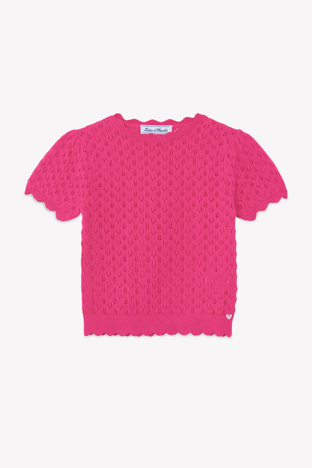 Pull - Rose coton ajouré - Image principale