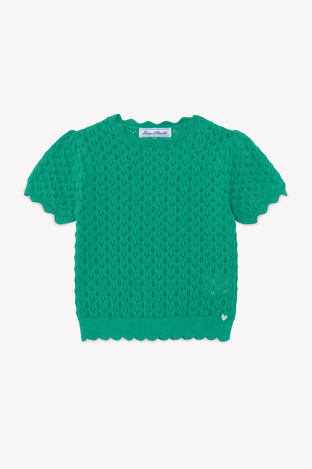Pull - Vert coton ajouré - Image principale