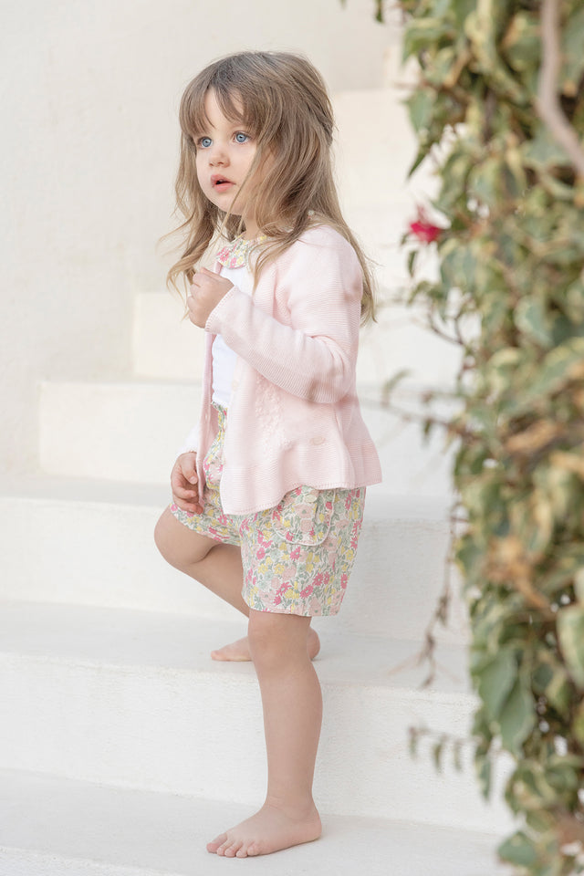 Cárdigan - Rosa pálido algodón Bordado - Image principale