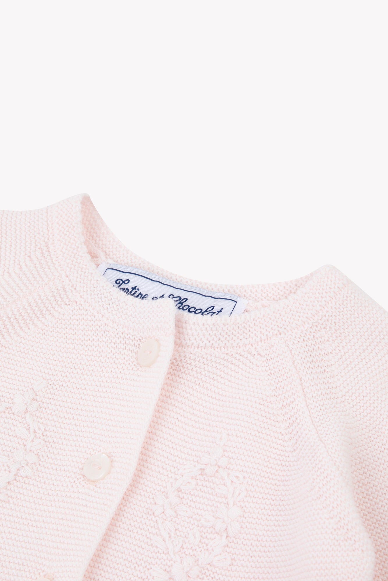 Cardigan - Pale pink cotton Embrodery