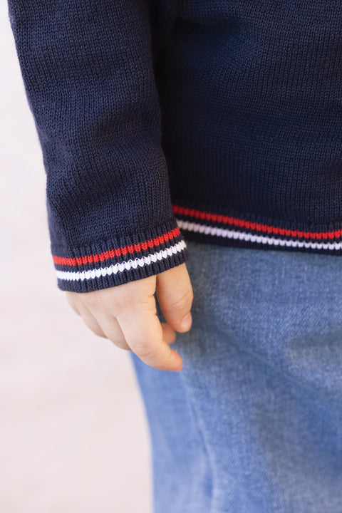 Sweater - Navy cotton Illustration badminton - Image principale