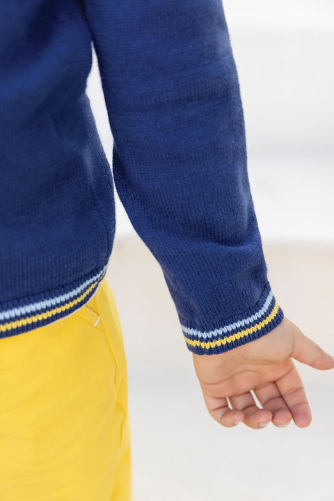 Pull - Indigo coton illustration surfeur - Image principale