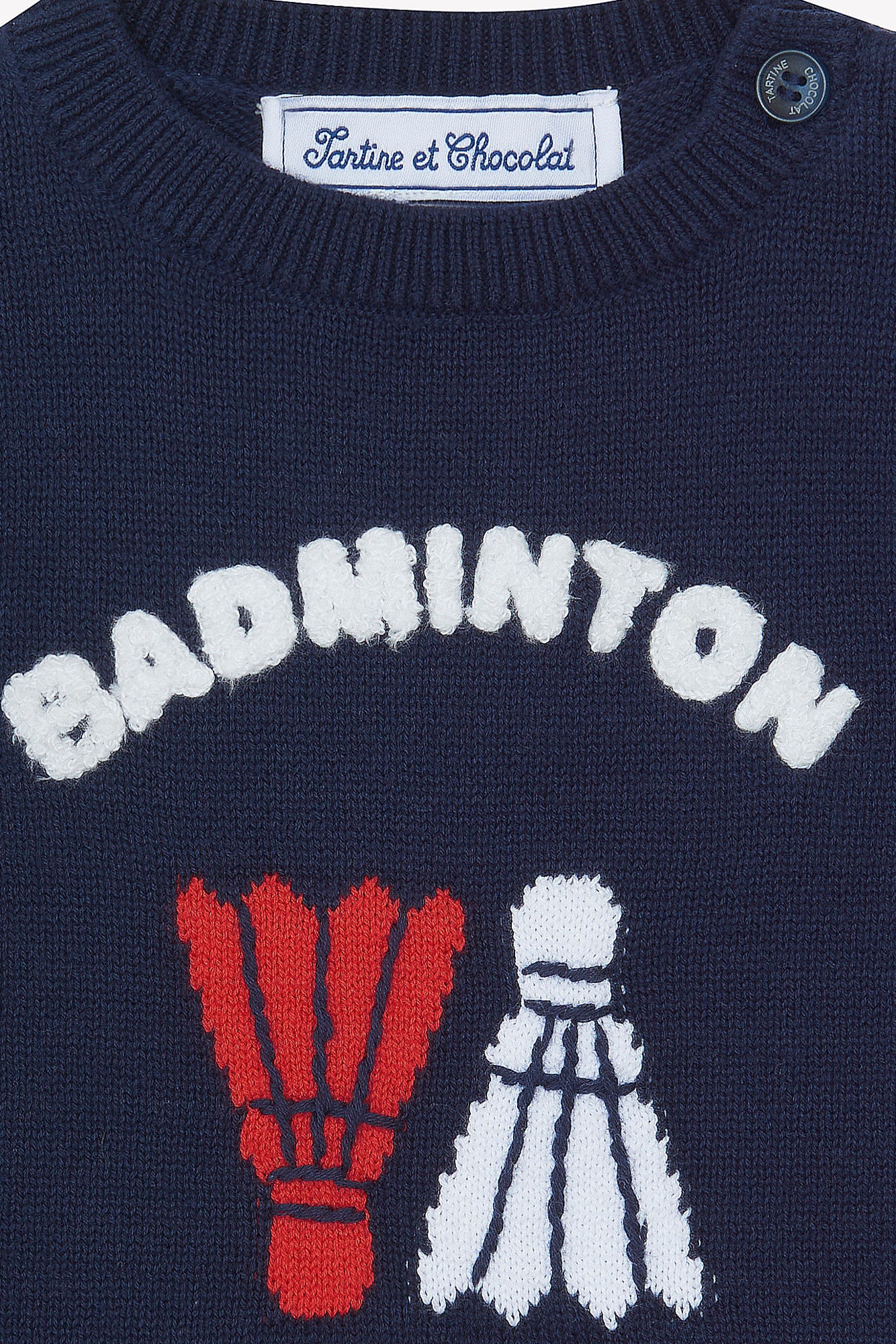 Pullover - Marineblau Baumwolle Illustration Badminton