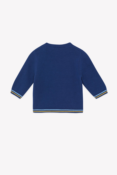 Pull - Indigo coton illustration surfeur - Image principale