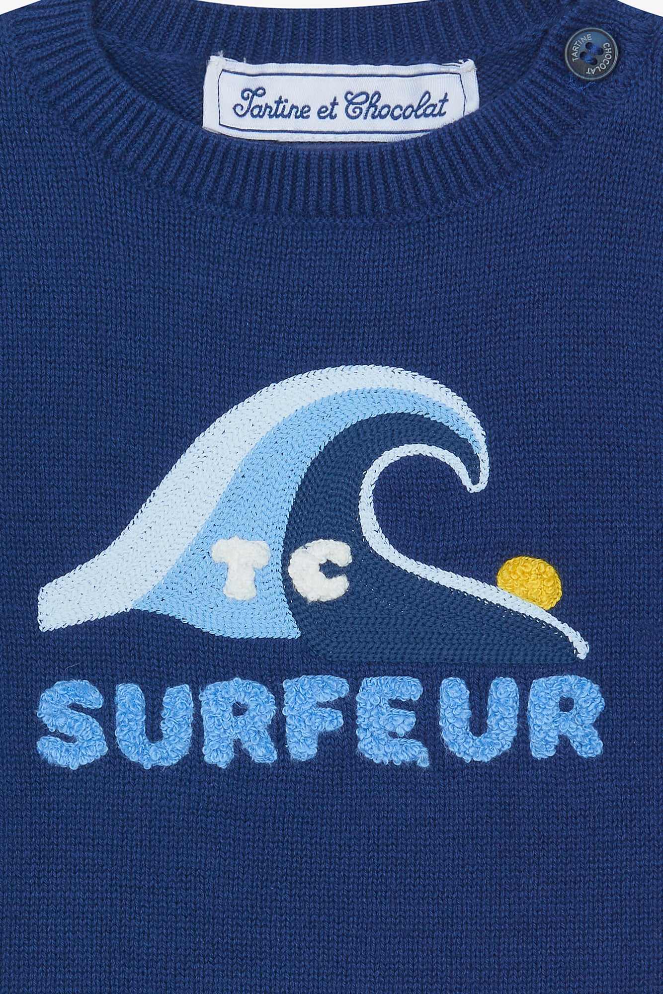 Sweater - Indigo cotton Illustration surfer