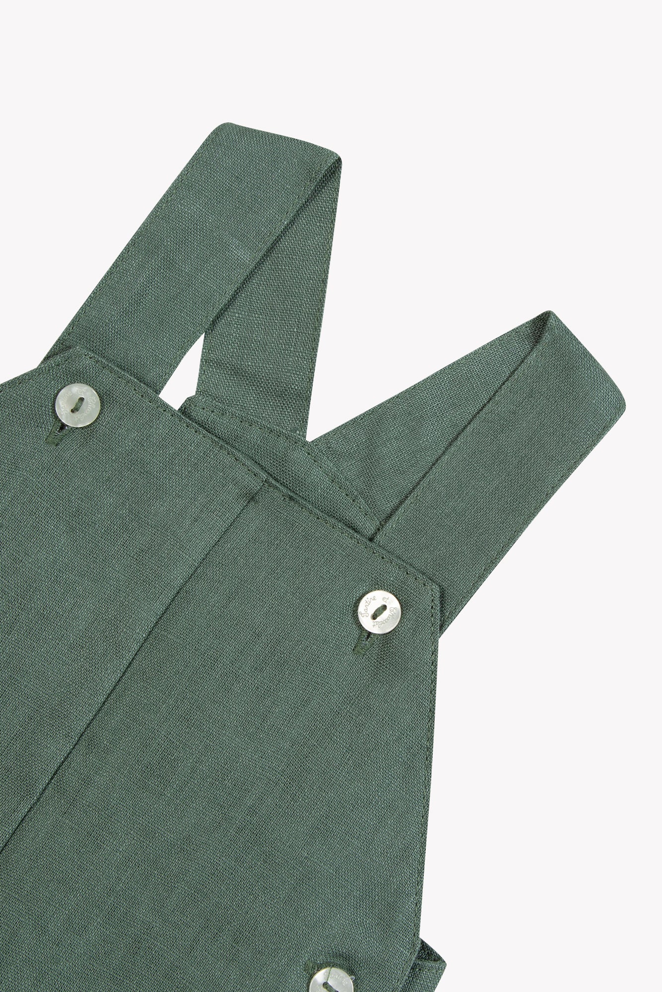 Kurzer Overall – Khaki Leinen