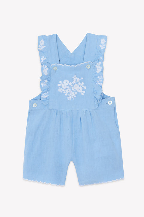 Salopette courte - Bleu azur lin - Image principale