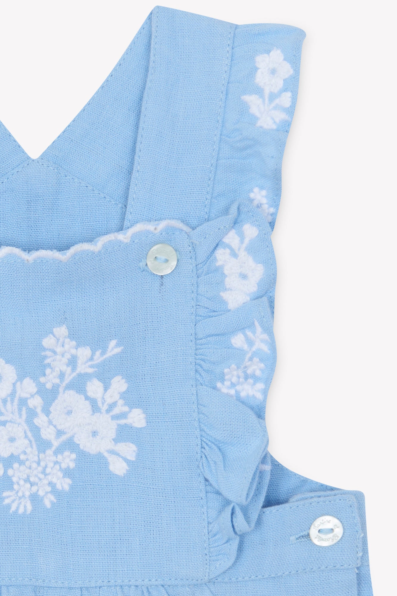 Salopette courte - Bleu azur lin