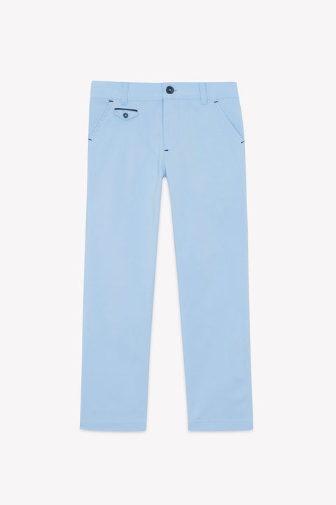 Pantalon - Bleu nuage coton cérémonie - Image principale