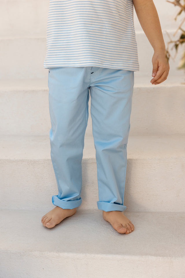 Pantalon - Bleu coton bord de mer - Image principale
