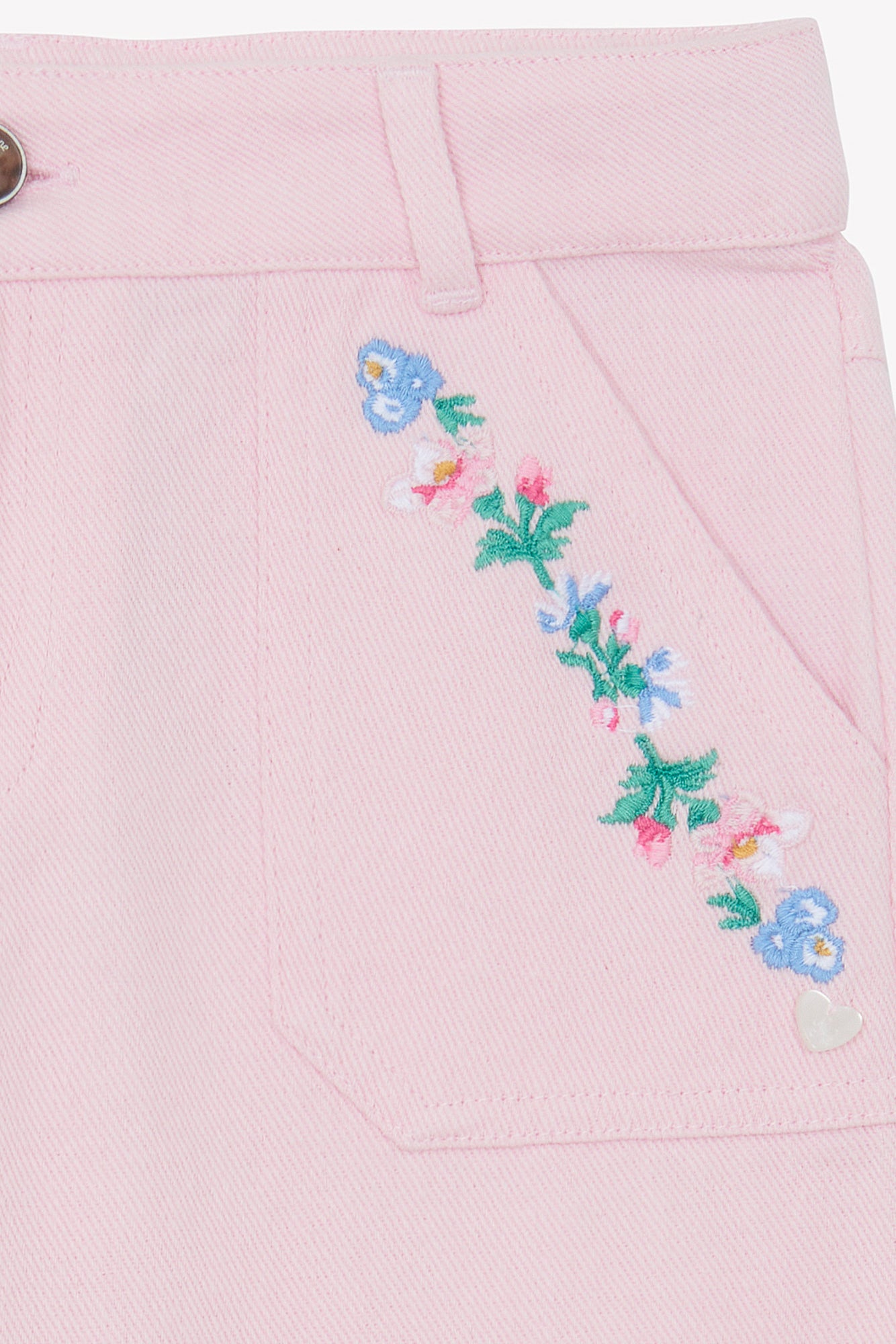 Pantalon - Rose coton broderie