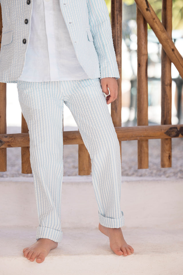 Trousers - Sky blue cotton - Image principale