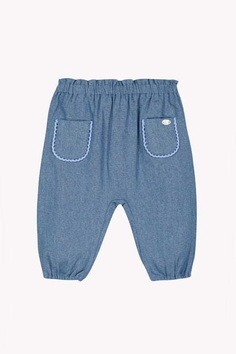Pantalon - Algodón índigo Festoneado - Image principale