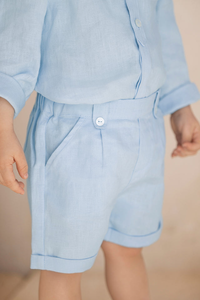 Pantaloncino - Blu nuvola di lino - Image principale