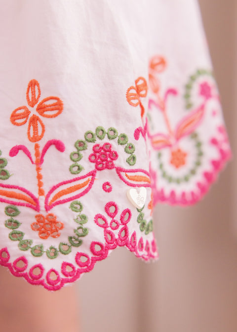 Short mujer - Blanco algodon Bordado - Image principale