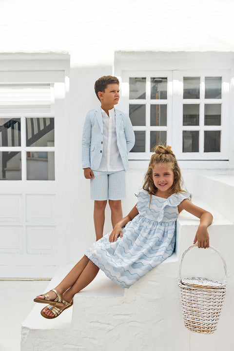 Vestito - Onde di cotone azzurro - Image principale