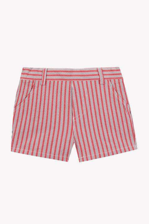Pantaloncino - Rosso cotone Righe - Image principale