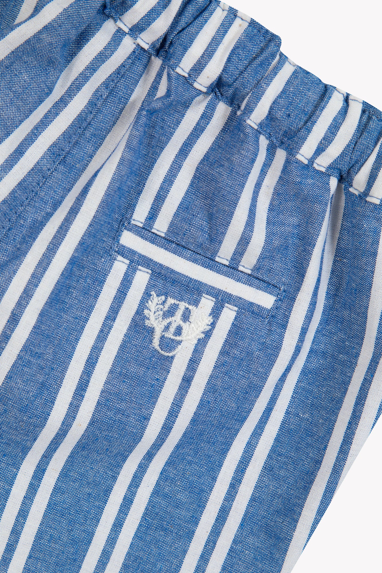 Kurze Hose - Blau Baumwolle Streifens