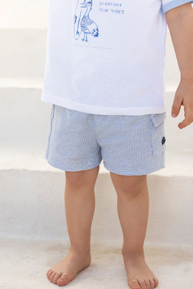 Short - Bleu nuage coton hérisson - Image principale
