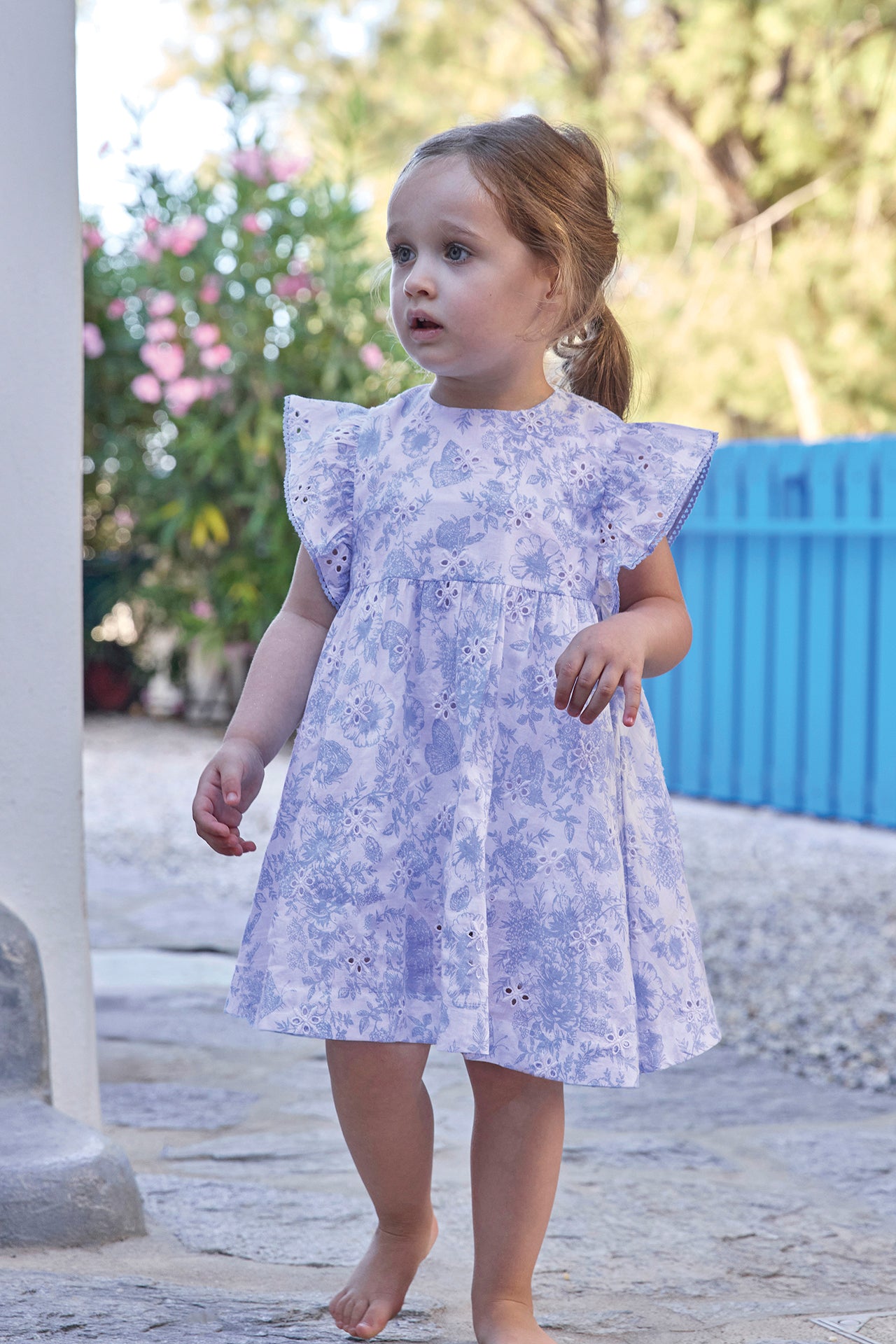 toddler blue floral dress Olympe Blue Floral Sleeveless Smocked Dress