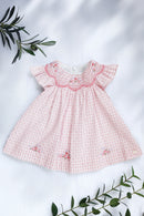 Vestido - Rosa patrón de algodón Vichy