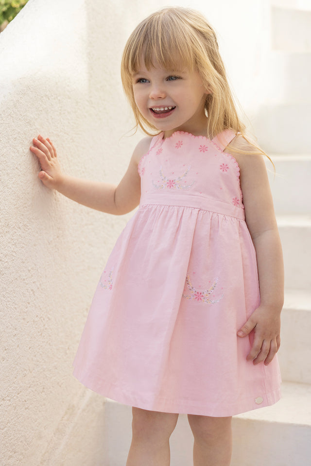 Robe - Rose pâle coton broderie - Image principale