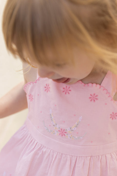Robe - Rose pâle coton broderie - Image principale