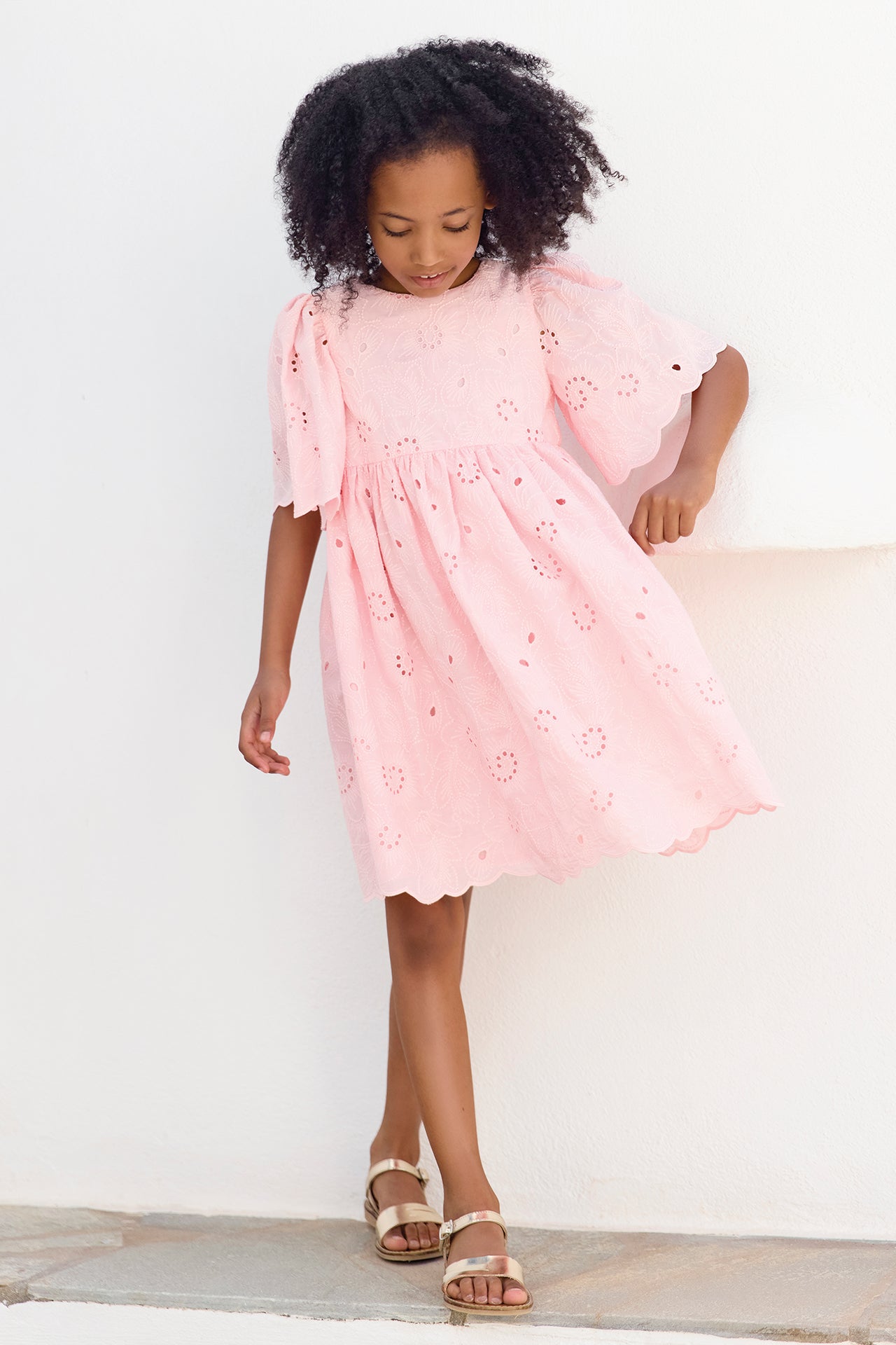 tartine et chocolat pink dress Dress - Pink cotton embroidery flowers girl