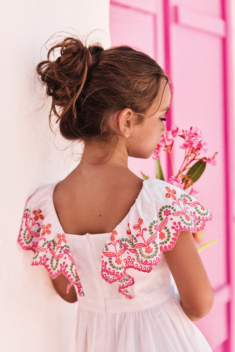 Vestido - Blanco algodón Bordado - Image principale