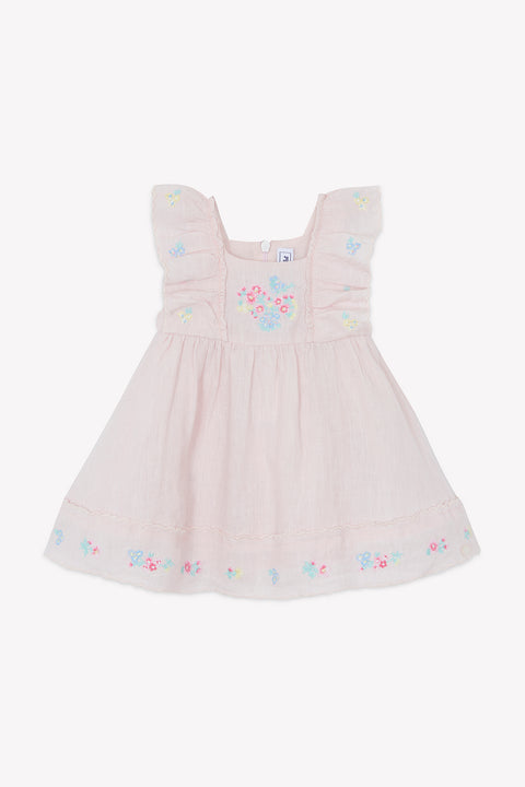 Vestido - Rosa pálido Lino Bordado - Image principale