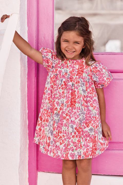 Vestito - Rosa tessuto stampato in cotone Liberty - Image principale
