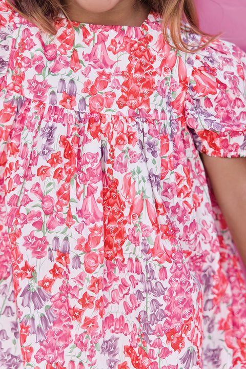 Vestido - Rosa algodon Estampado tela Liberty - Image principale