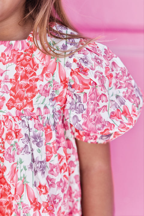 Vestito - Rosa tessuto stampato in cotone Liberty - Image principale
